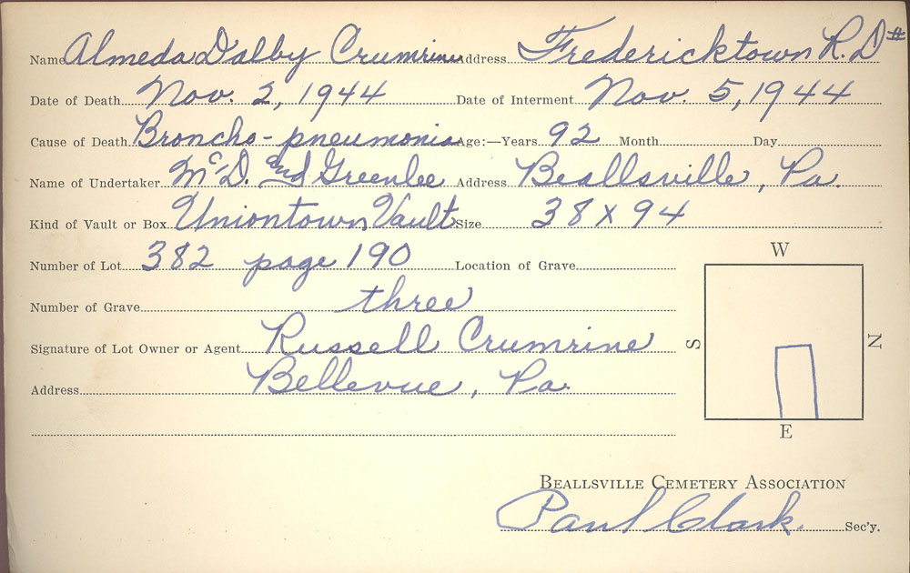 burial card